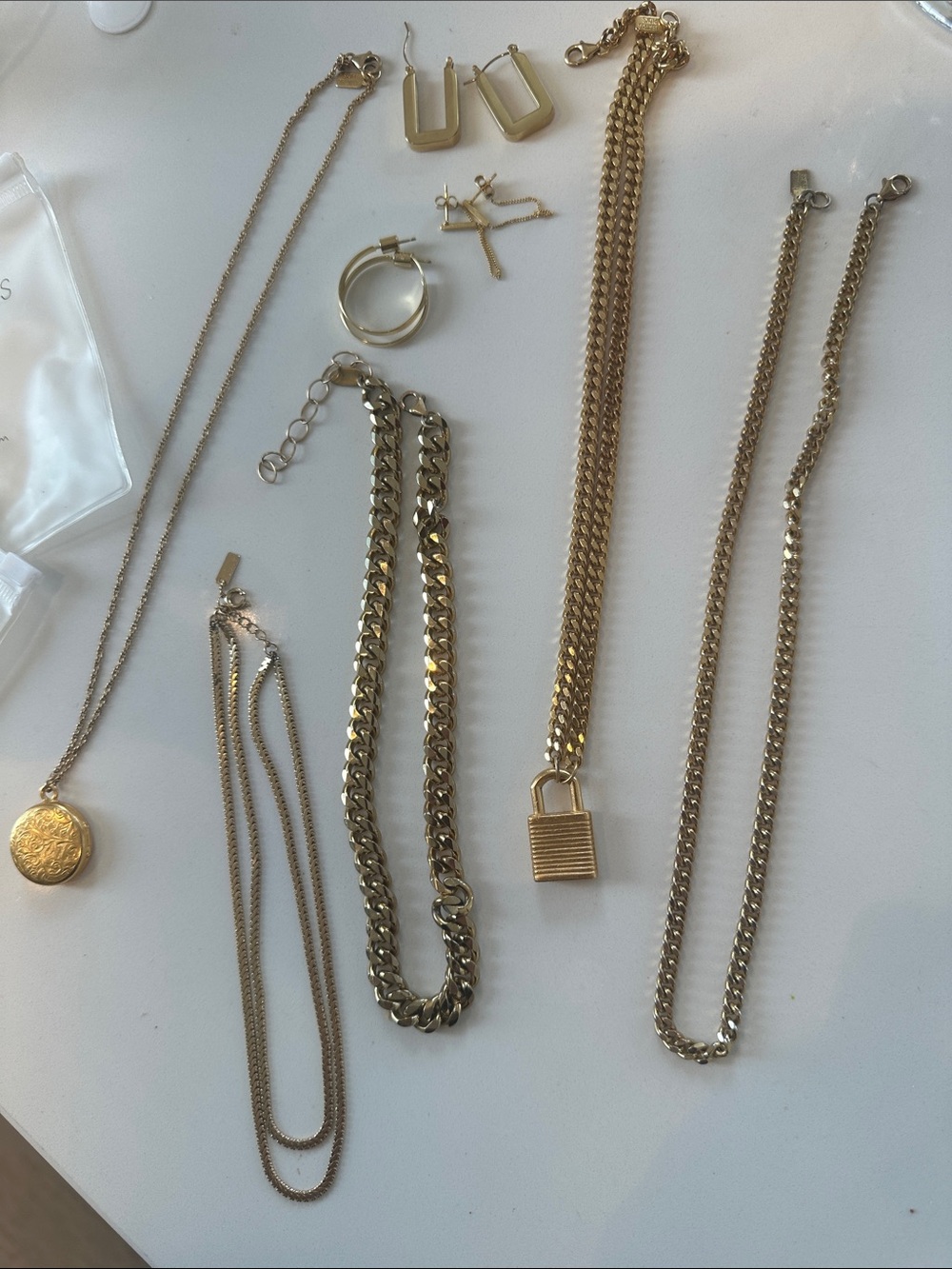 Gold-Tone Mixed Necklace & Earring Set - Elegant Layered Look